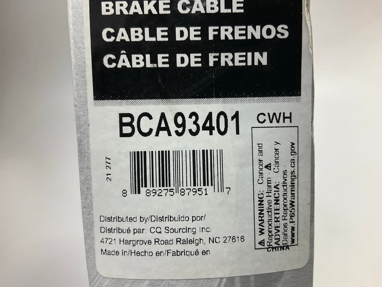 Carquest BCA93401 Front Parking Brake Cable
