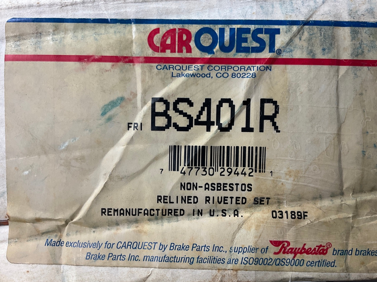 RELINED Carquest BS401R Rear Drum Brake Shoes