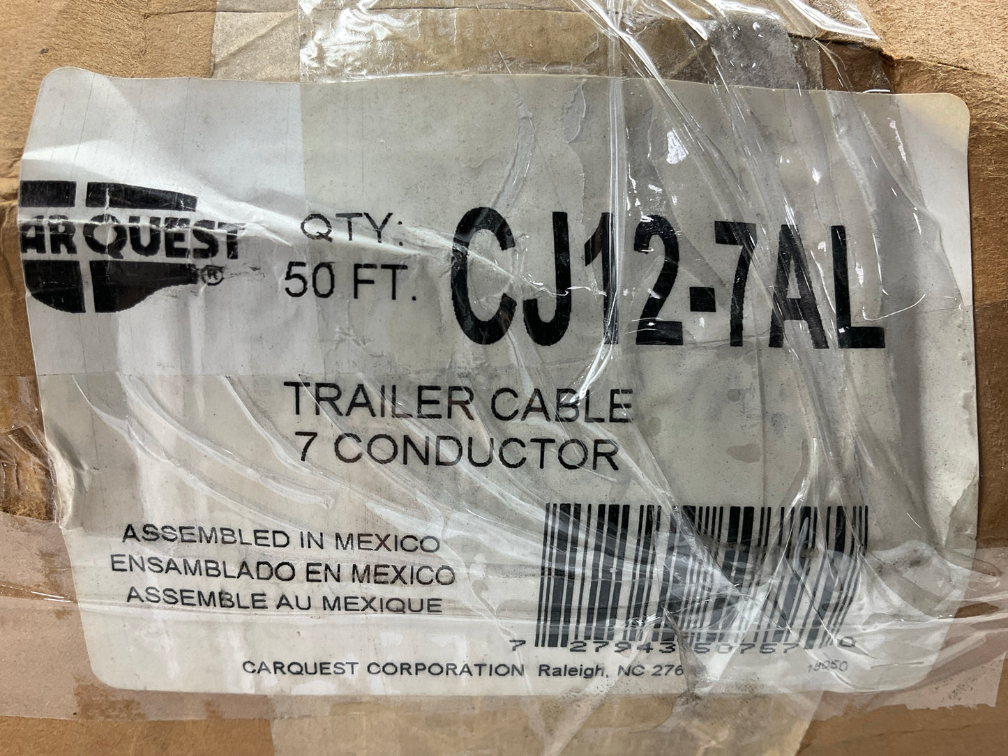 50 FEET - Carquest CJ12-7AL 7-Way Trailer Wire 50' Multi-gauge Trailer Cable