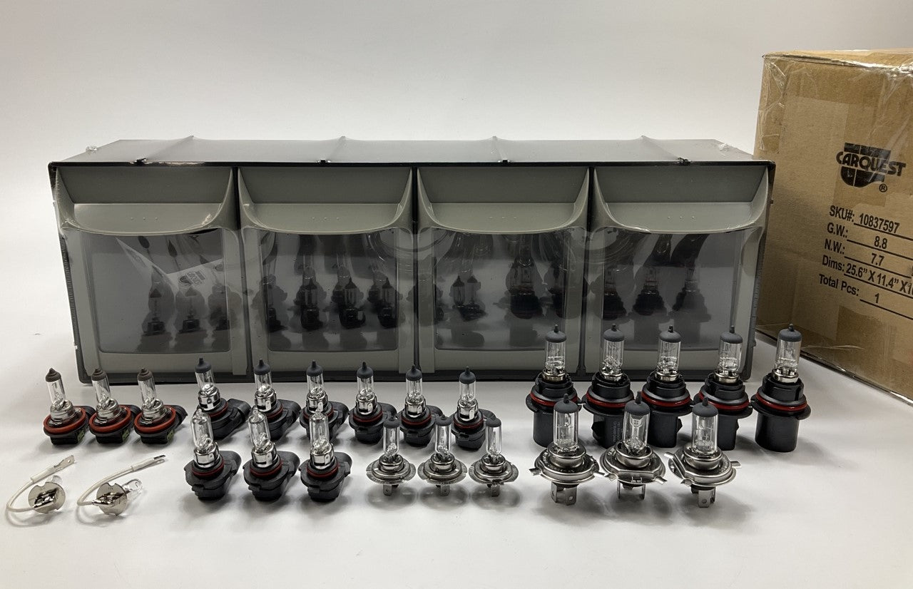 Carquest 2014LTCB Halogen Headlamp Light Bulb Assortment Cabinet Bins, 25 Piece