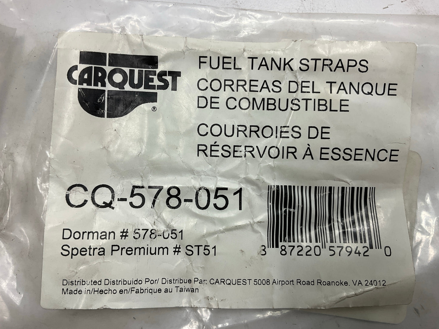Carquest CQ-578-051 Fuel Gas Tank Straps - 1986-1995 Ford Taurus, Mercury Sable