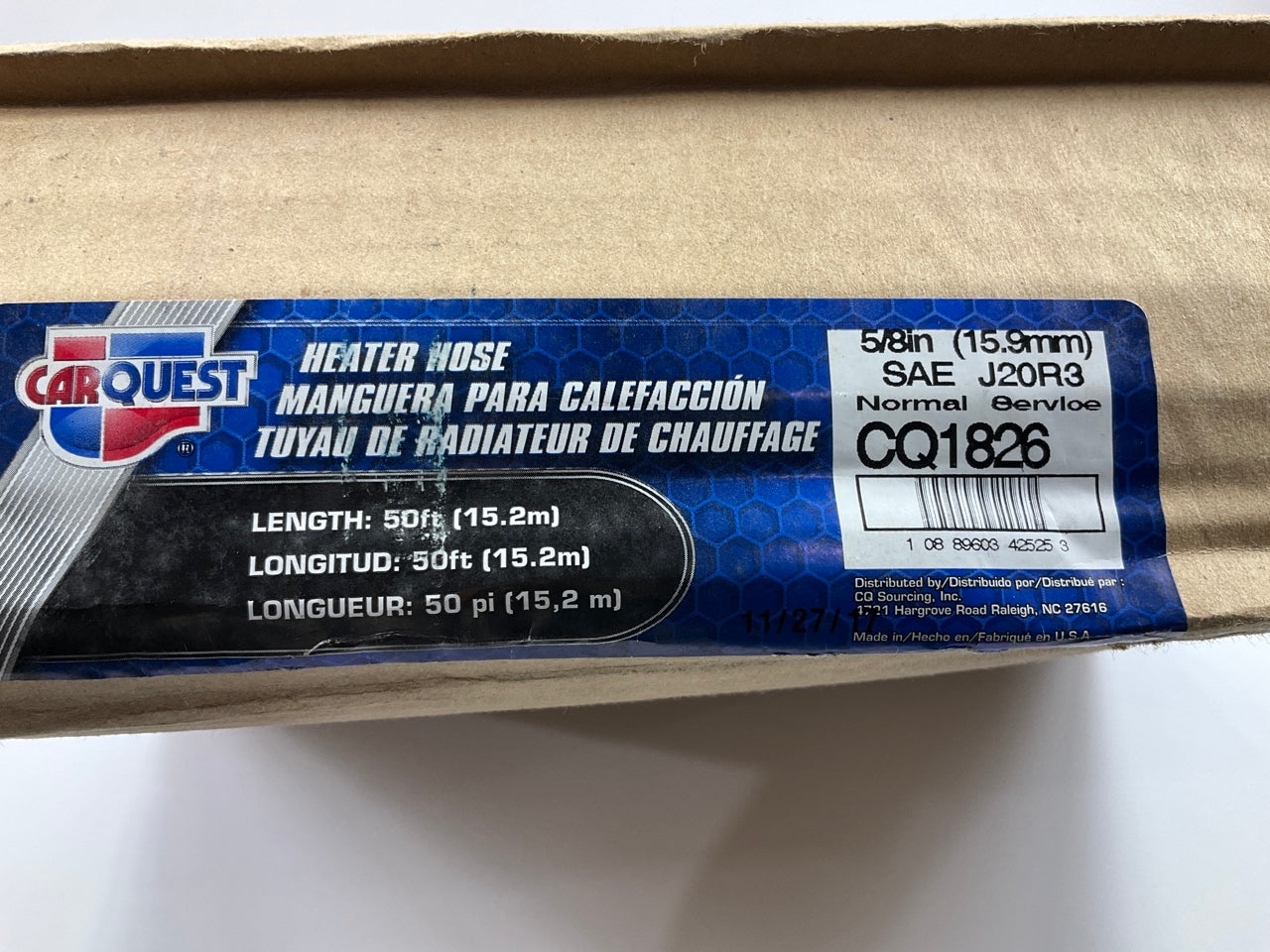 50 FEET - Carquest CQ1826 Heater Hose 3/8'', Thermoid, Made In USA SAE J20R3