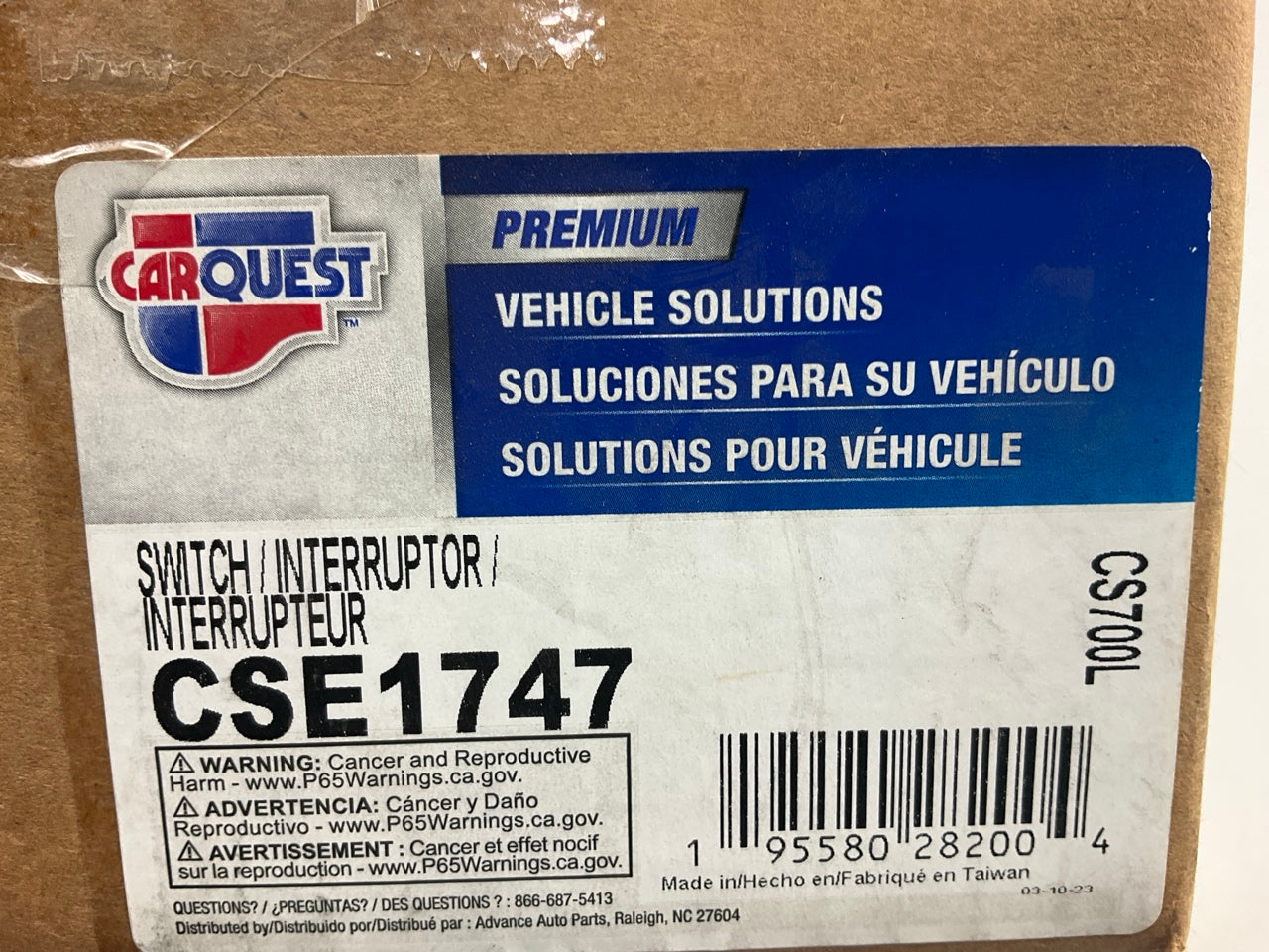 Carquest CSE1747 Ignition Lock Cylinder And Switch (Manual Transmission ONLY)