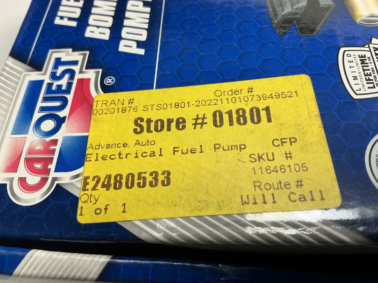 MISSING HARDWARE - Carquest E2324371 Electric In-Tank Fuel Pump