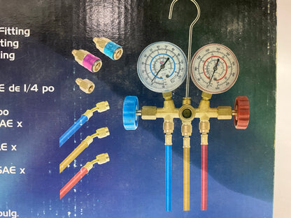Carquest EQP7400 Brass Manifold Kit W/ 60'' Hoses For 134a Freon