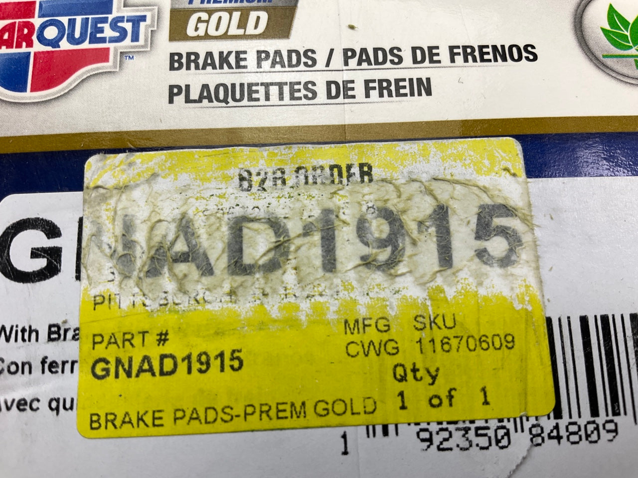 Carquest GNAD1915 REAR Premium Gold Disc Brake Pads