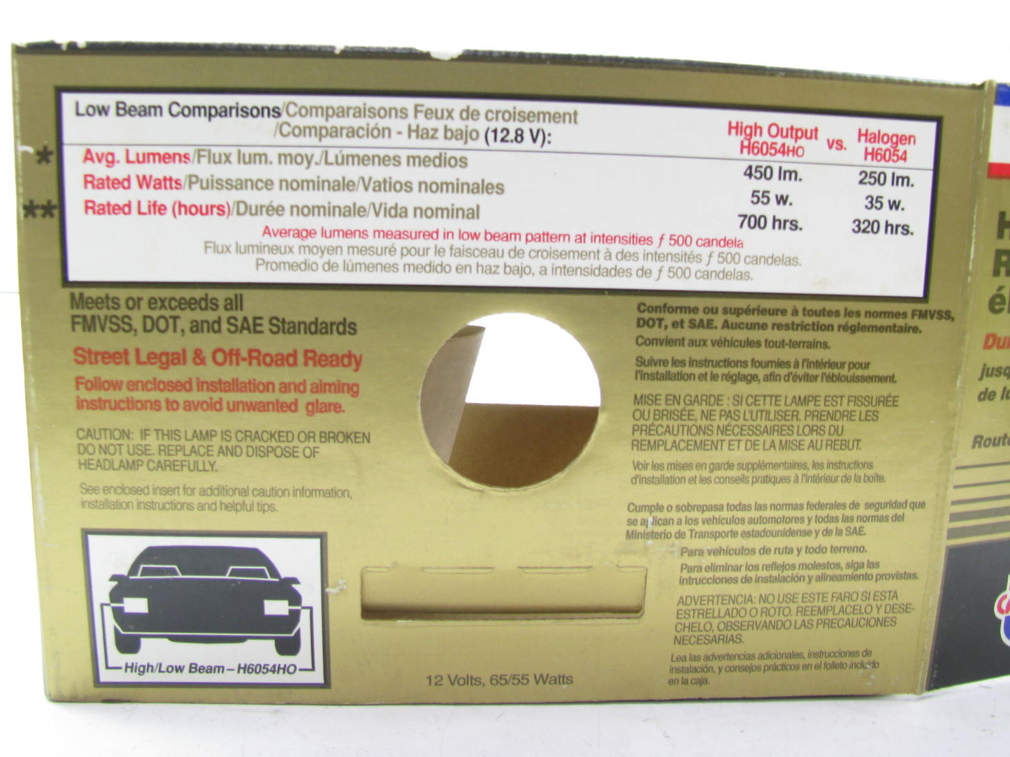 (2) Carquest H6054HO High Output Sealed Beam Headlight Headlamp 12V 200x138mm