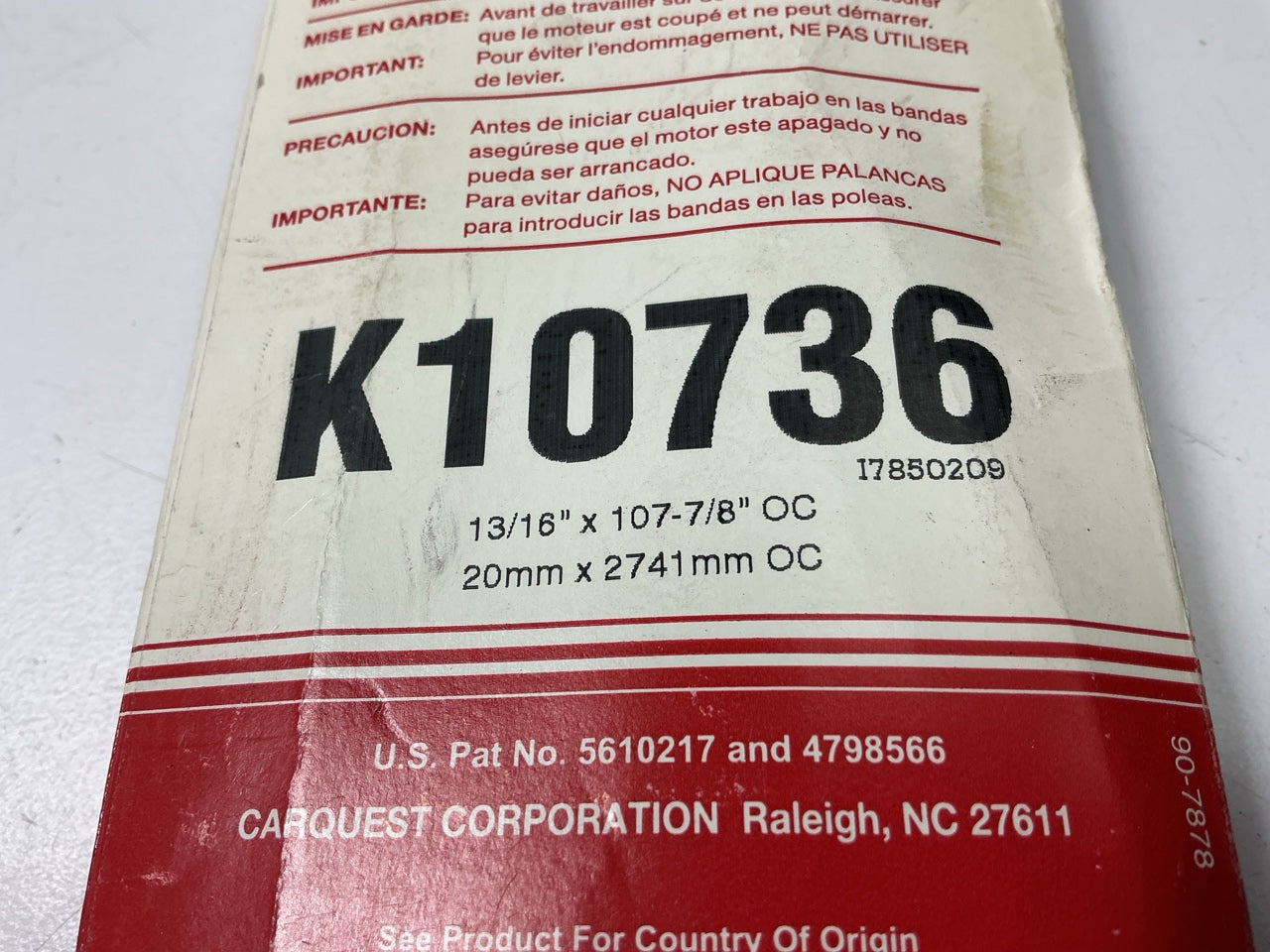 Carquest K10736 Serpentine Belt - 13/16'' X 107-7/8'' - 6 Ribs