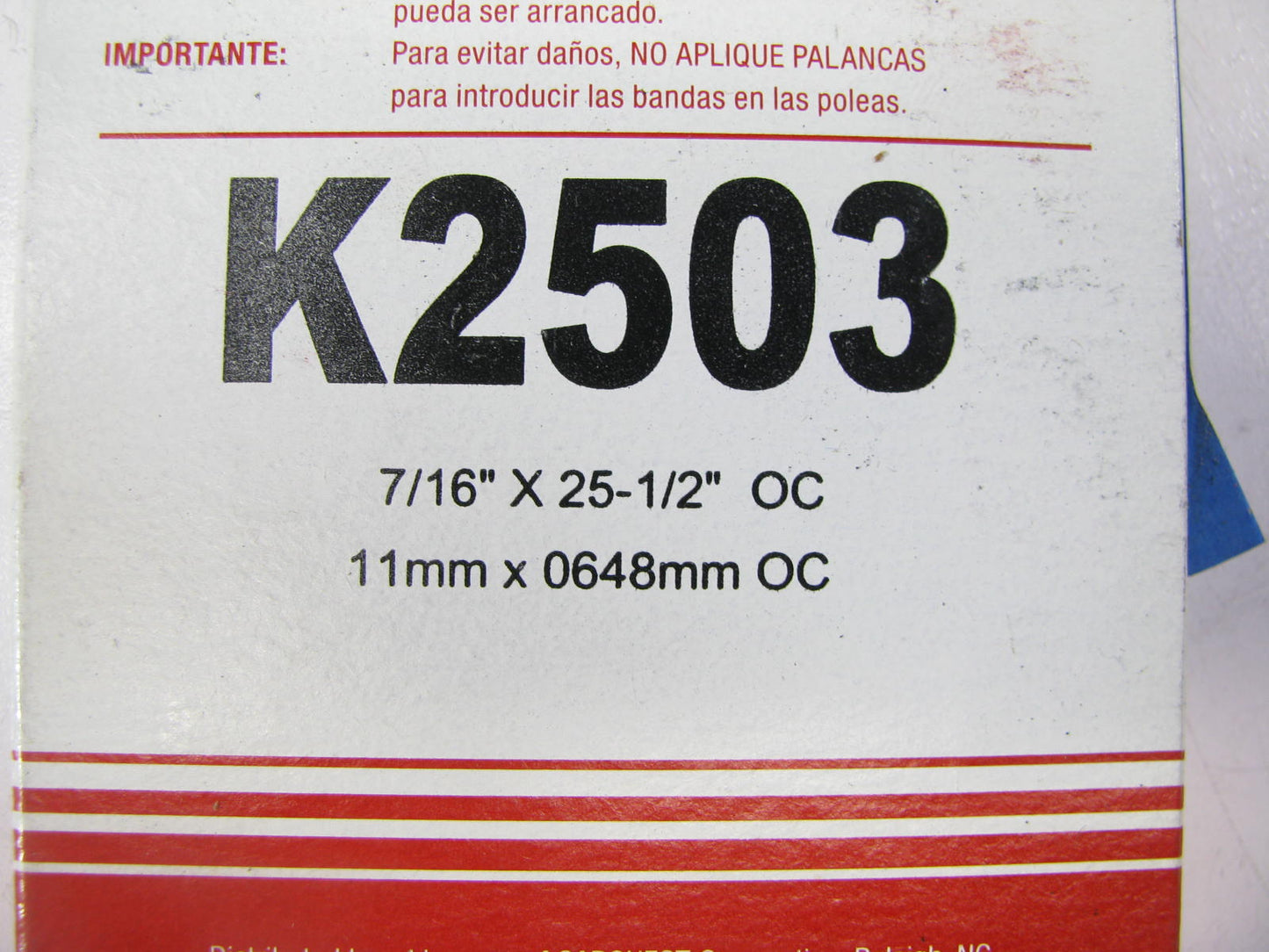 Carquest K2503 Serpentine Belt - 0.42'' X 25.0'' - 3 Ribs