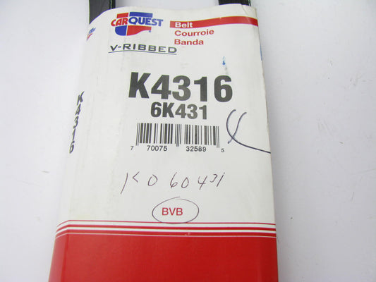 Carquest K4316 Serpentine Belt - 0.84'' X 43.727'' - 6 Ribs