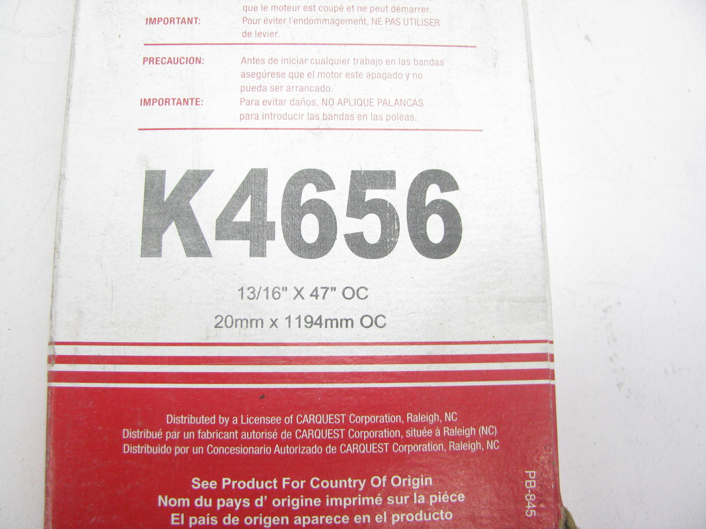 Carquest K4656 Serpentine Belt - 0.84'' X 47.04'' - 6 Ribs