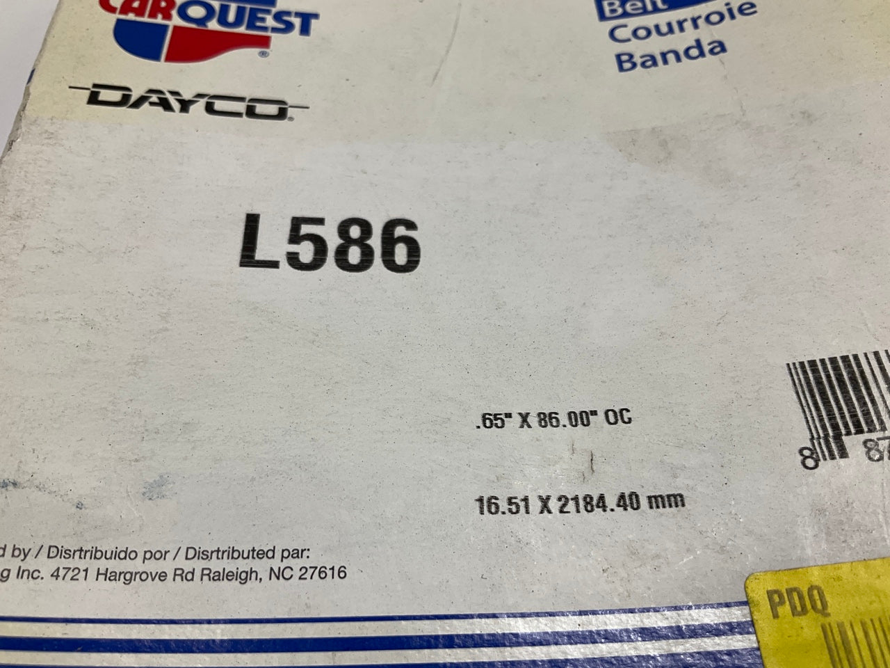 Carquest L586 Lawn & Garden Power Equipment Accessory Drive Belt, 5/8 X 86''