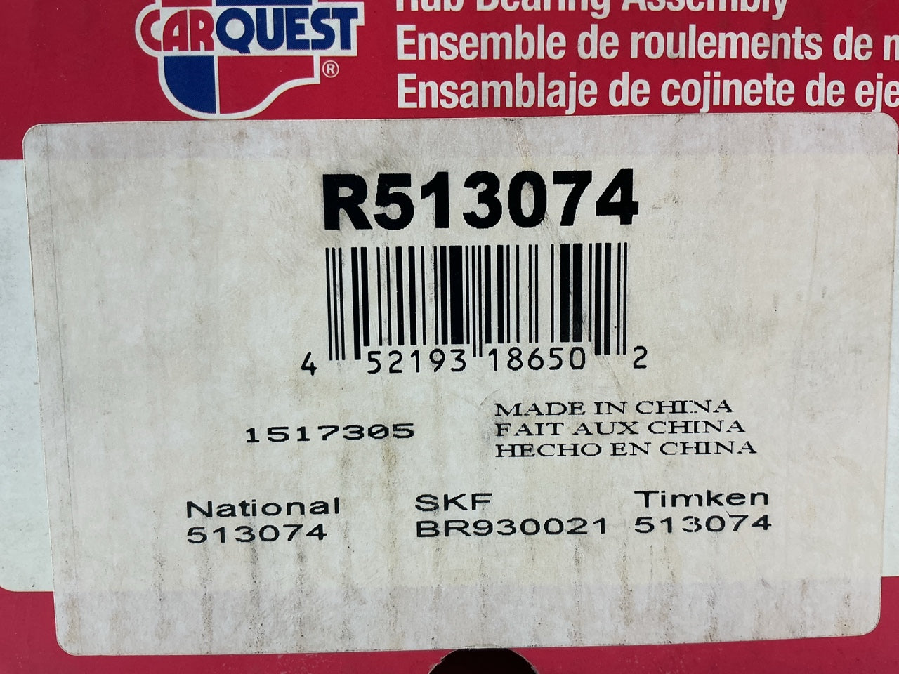 (2) Carquest R513074 Wheel Bearing And Hub Assembly, Front