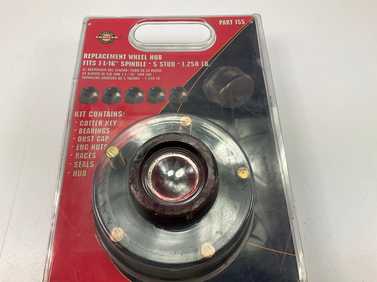 Carry-On Trailer 155 5-Bolt Hub W/ 1-1/16-In Bearings - 1250 Lbs, 1-1/16 Spindle