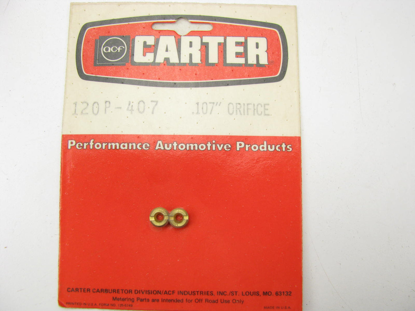 Carter 120P-407 AFB 4-BBL Carburetor Jets - 0.107'' Size