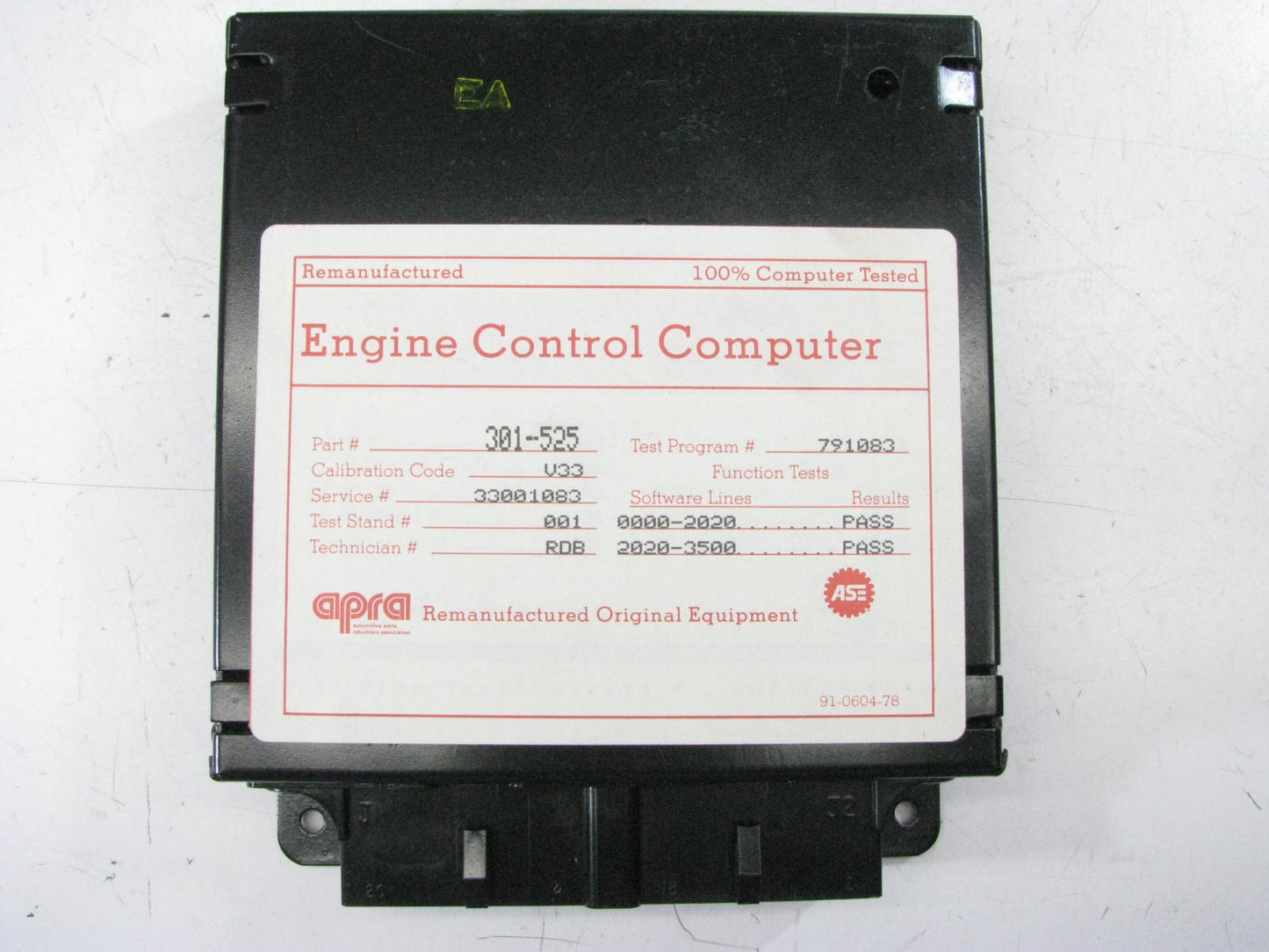 REMAN Carter 301-525 Engine Control Module Computer ECM ECU For 83 Jeep 4.2L 258