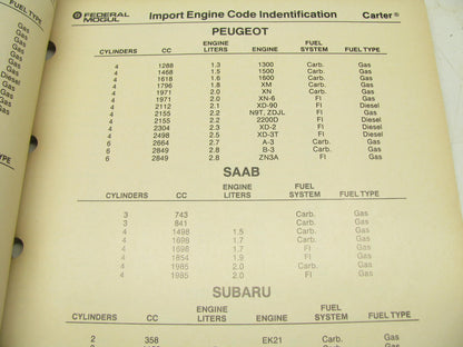 Carter 3882 Engine Management Fuel Injection Auto Parts Catalog From 1990