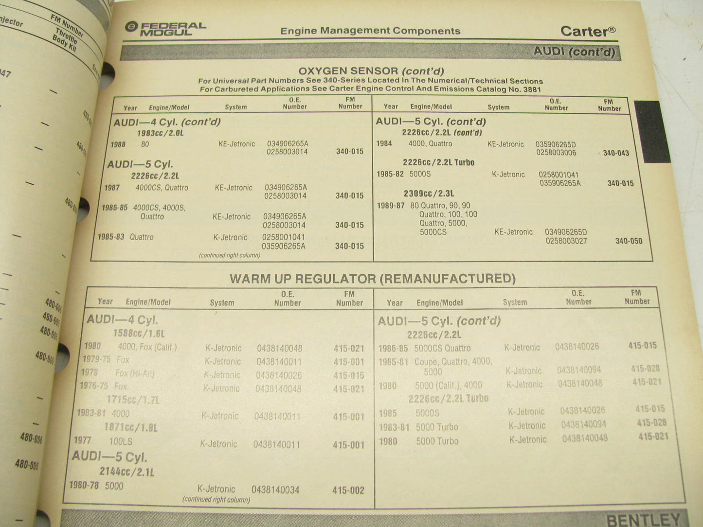 Carter 3882 Engine Management Fuel Injection Auto Parts Catalog From 1990