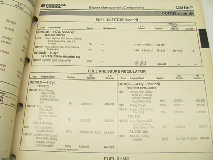 Carter 3882 Engine Management Fuel Injection Auto Parts Catalog From 1990