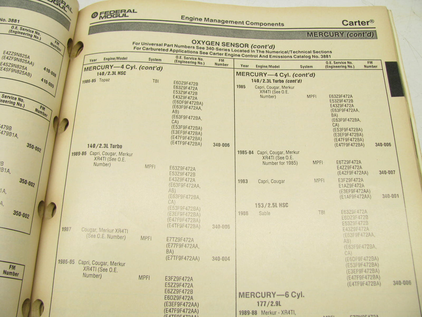 Carter 3882 Engine Management Fuel Injection Auto Parts Catalog From 1990