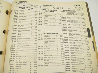 Carter 3882S Engine Management Fuel Injection Parts Catalog 95 With Applications