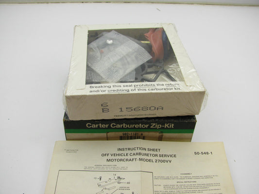 Carter 902-1101A Carburetor Rebuild Kit - Ford 2700 VV Variable Venturi