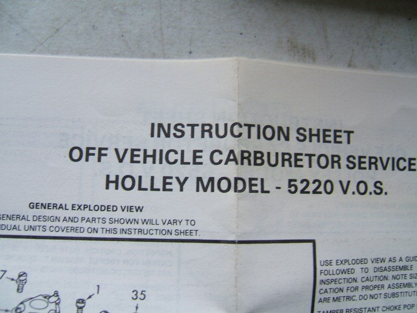 Carter 902-1252 Carburetor Rebuild Kit 1985-86 Mopar For Holley 5220 VOS 5220C