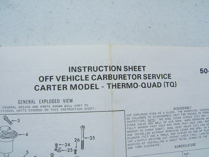 Carter 902-299B Carburetor Rebuild Kit - Carter Thermo-quad TQ