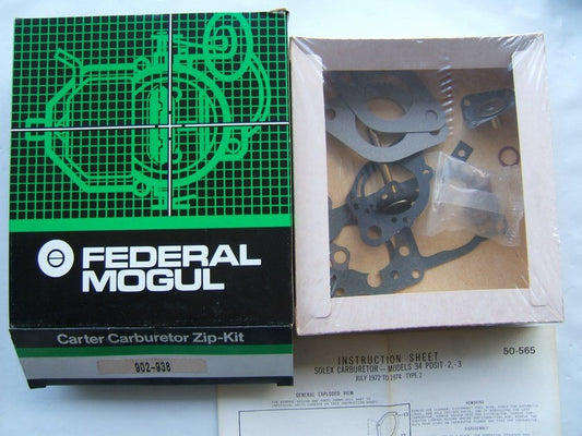 Carter 902-938 Carburetor Repair Rebuild Kit - Solex 34 PDIST 1-BBL
