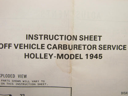 Carter 902-981 Carburetor Rebuild Kit For 1974-1987 Chrysler W/ Holley 1945 Carb