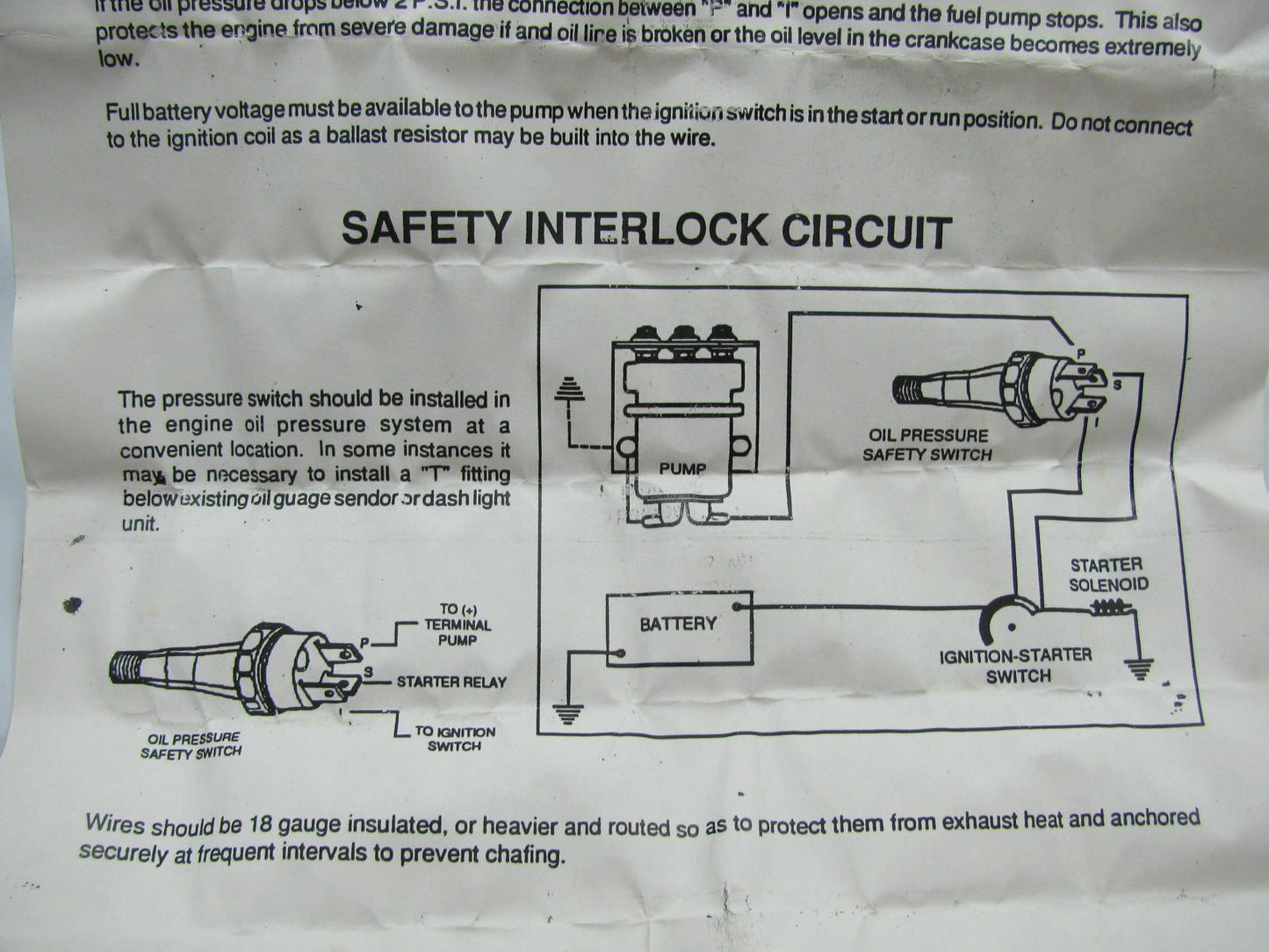 Carter Oil Pressure Safety Switch A68301 Electric Fuel Pump Circuit Stopper