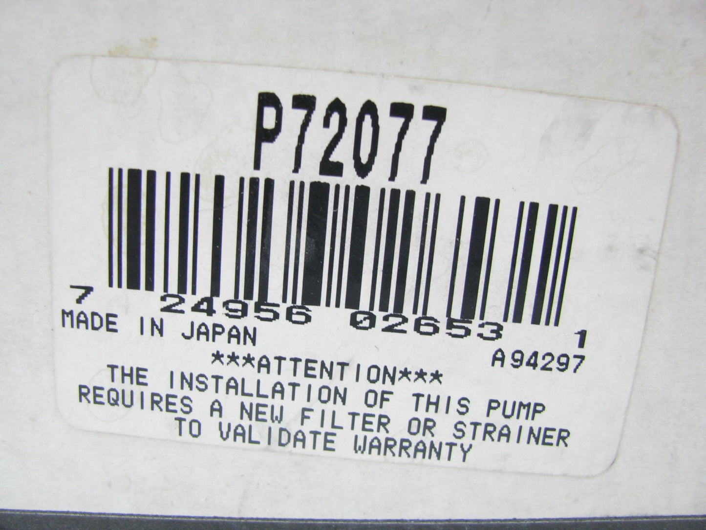 Carter P72077 Stock Replacement OEM Fuel Pump - 1986-1987 Honda Prelude 1.8L