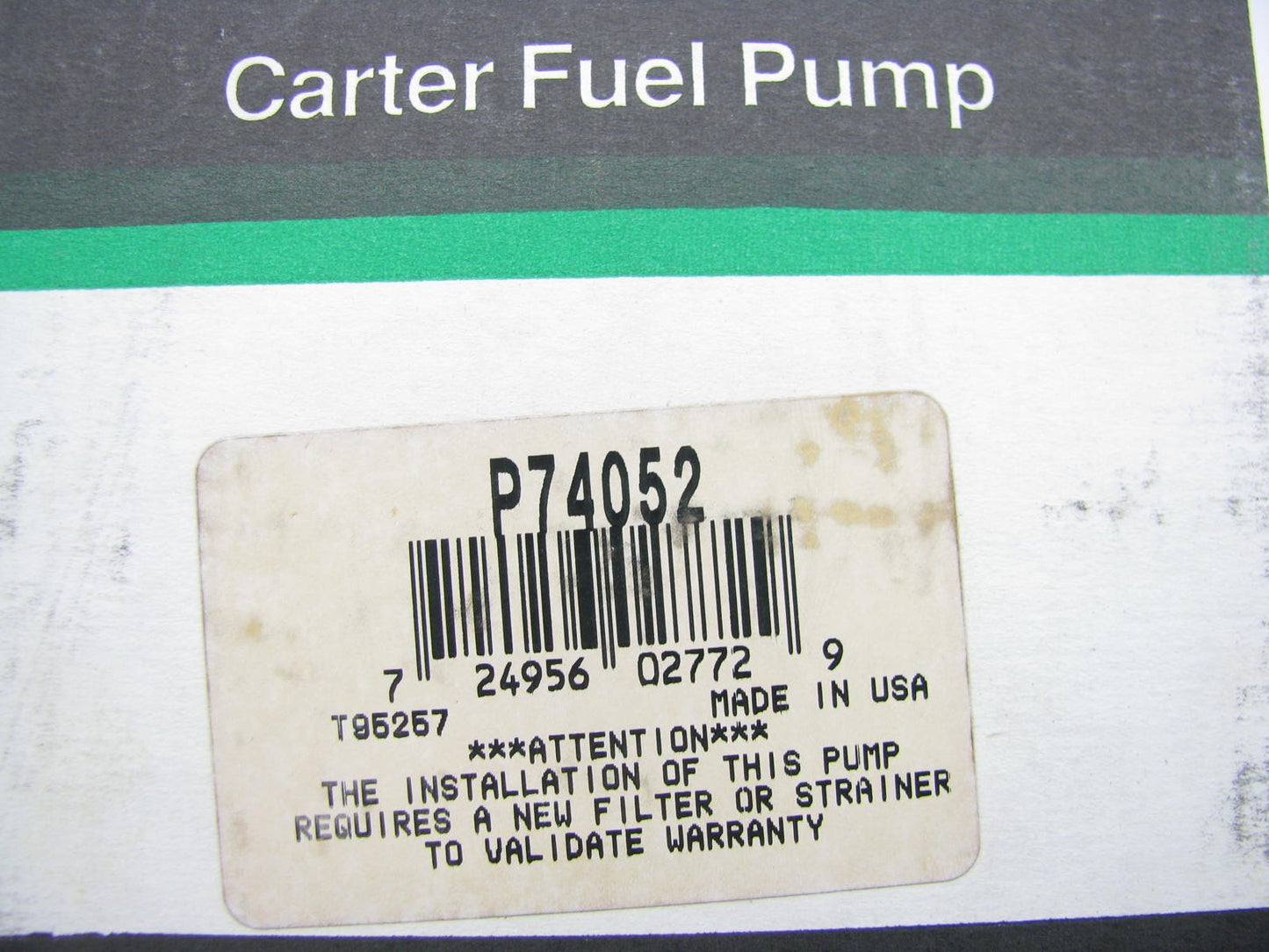 Carter P74052 Electric Fuel Pump - 1988-1989 Chevy GM 350 366 School Bus 60 Gal.