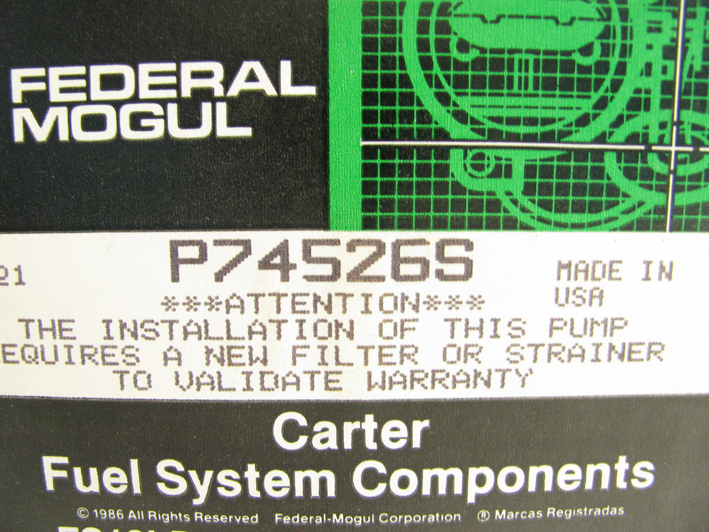 Carter P74526S Electric Fuel Pump Hanger Module Sending Unit OEM Ford USA MADE