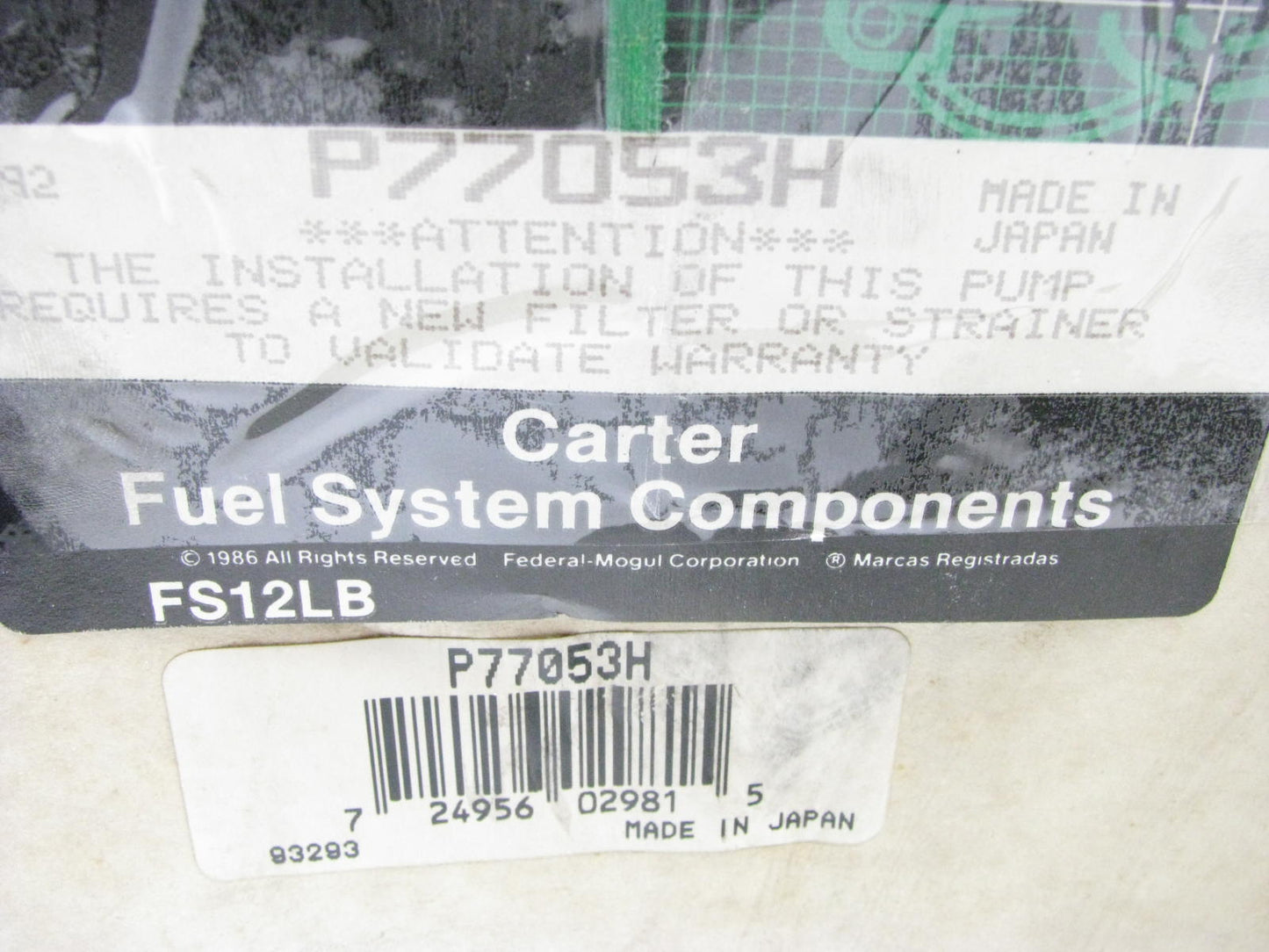 Carter P77053H  OEM Complete Fuel Pump Hanger 1989-1993 Mazda MPV LA01-67-071B