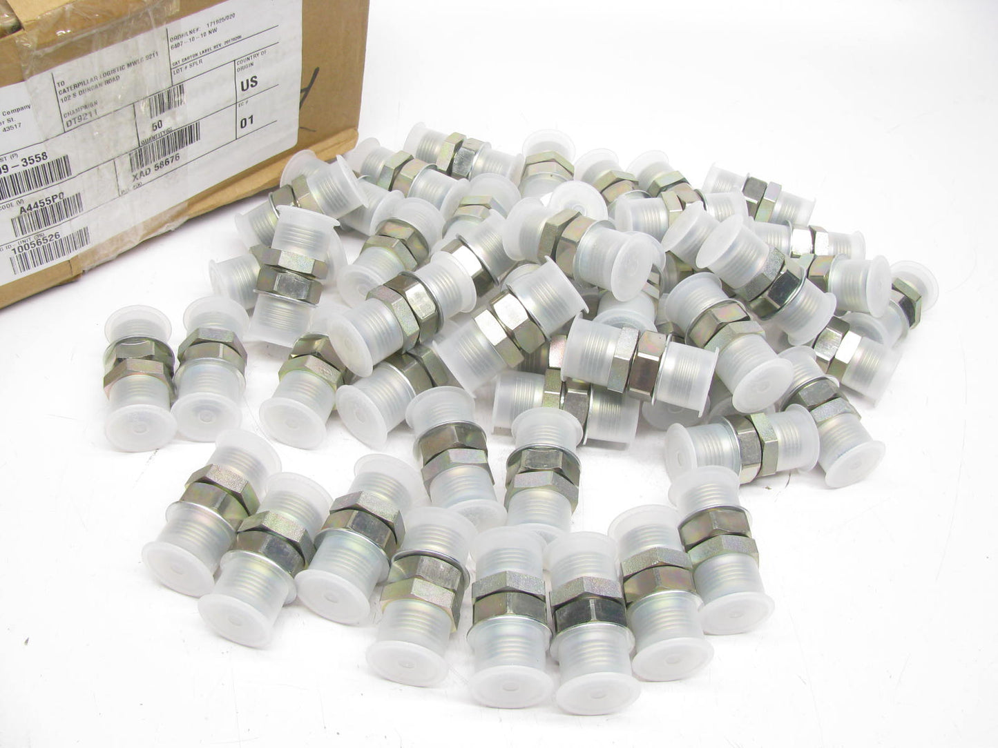 (50) OEM 209-3558 Hydraulic 46mm Straight Thread O-Ring Adapter Fittings For CAT