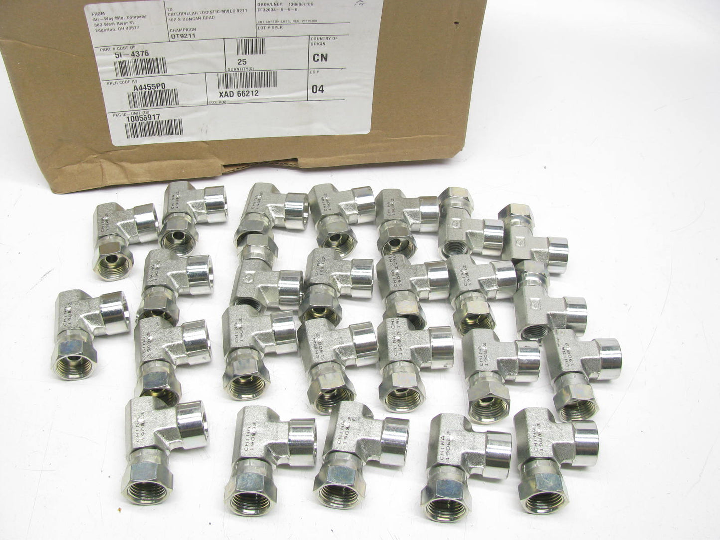 (25) NEW - OEM 51-4376 Hydraulic Union Fitting For CAT