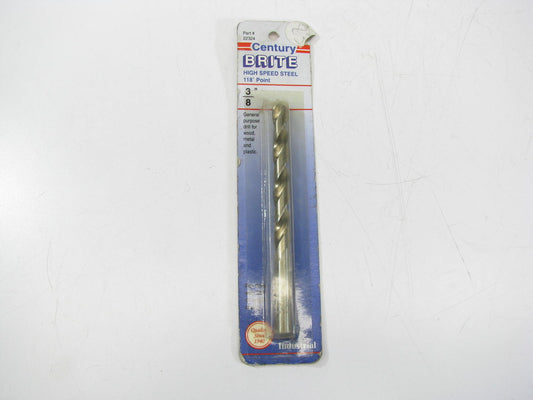 Century 22324 3/8'' High Speed Steel Drill Bit - 118 Degree Point