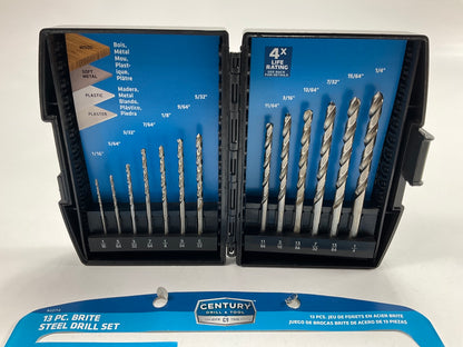 Century 22713 13 Piece Brite Steel Drill Bit Set, 1/16'' Through 1/4''