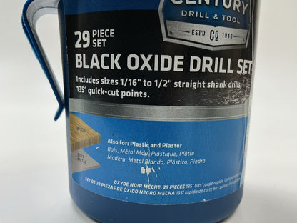 Century 24329 29 Piece Pro Grade Black Oxide Drill Pod Set, 1/16'' To 1/2''
