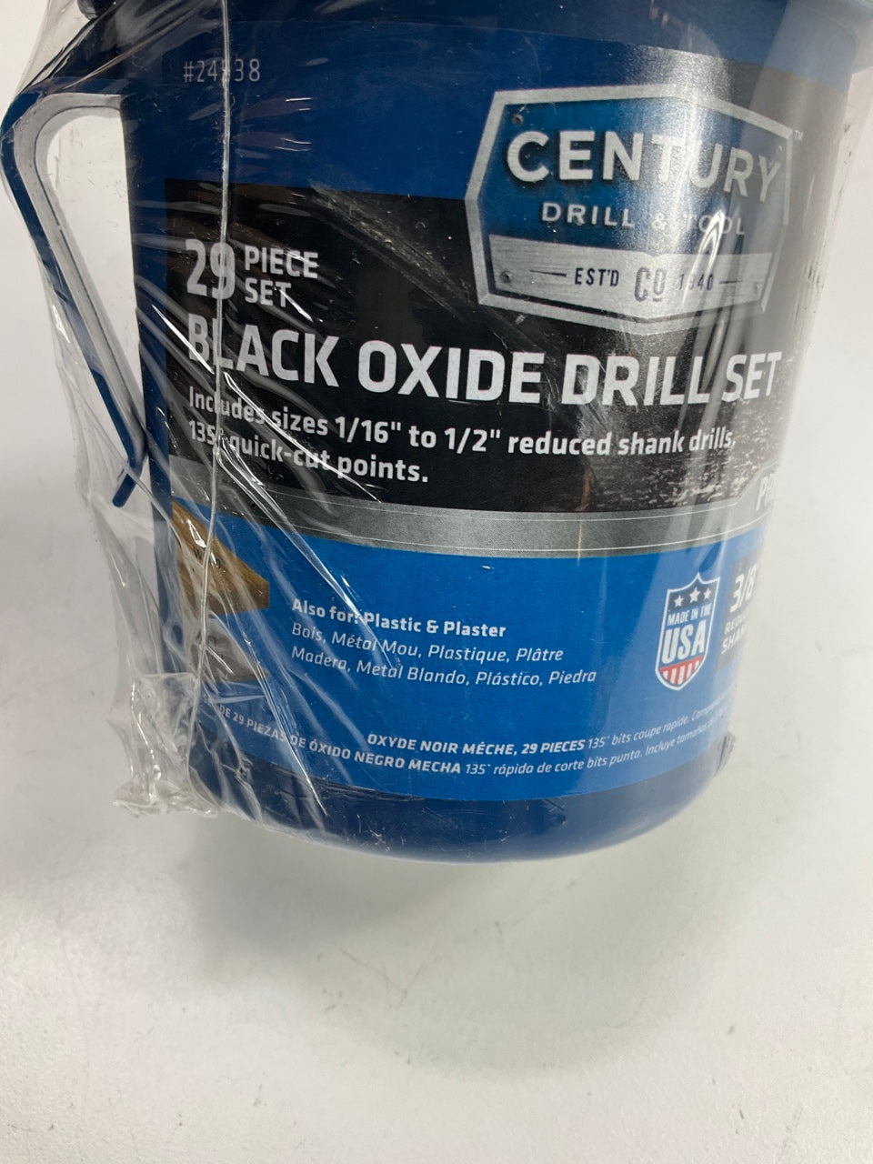Century 24538 Pro Grade Reduced Shank Black Oxide Drill Set 29 Piece, 1/16''-1/2''