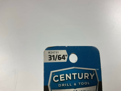 Century 24731 Pro Grade Black Oxide Drill Bit, 31/64'' Reduced Shank