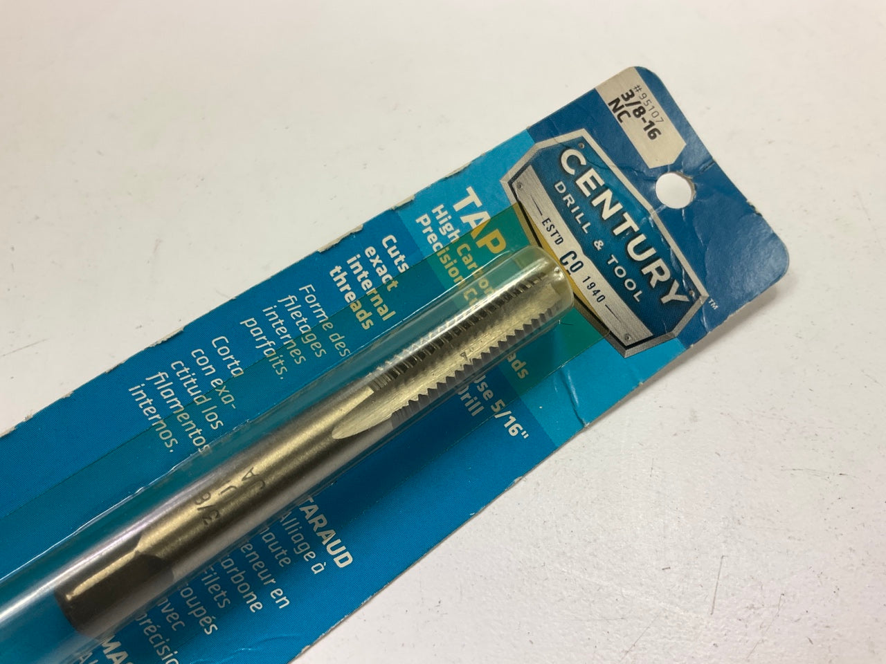 Century 95107 Carbon Steel Plug Tap, 3/8''-17 NC