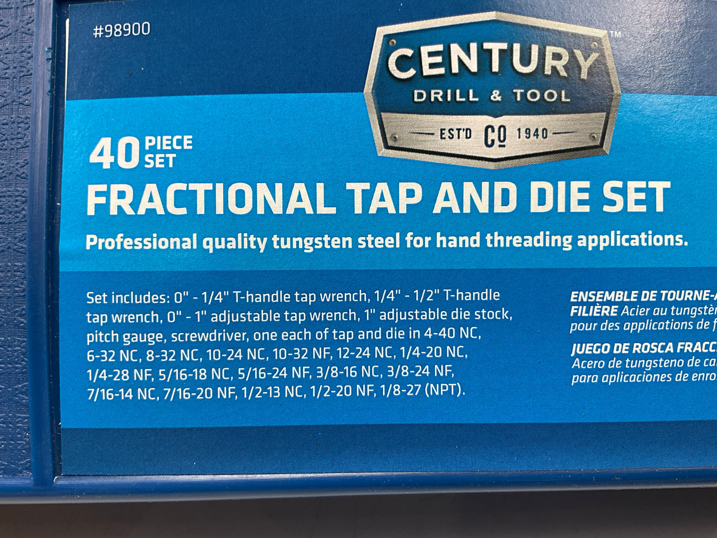 Century 98900 40 Piece Tap And Die Fractional Set