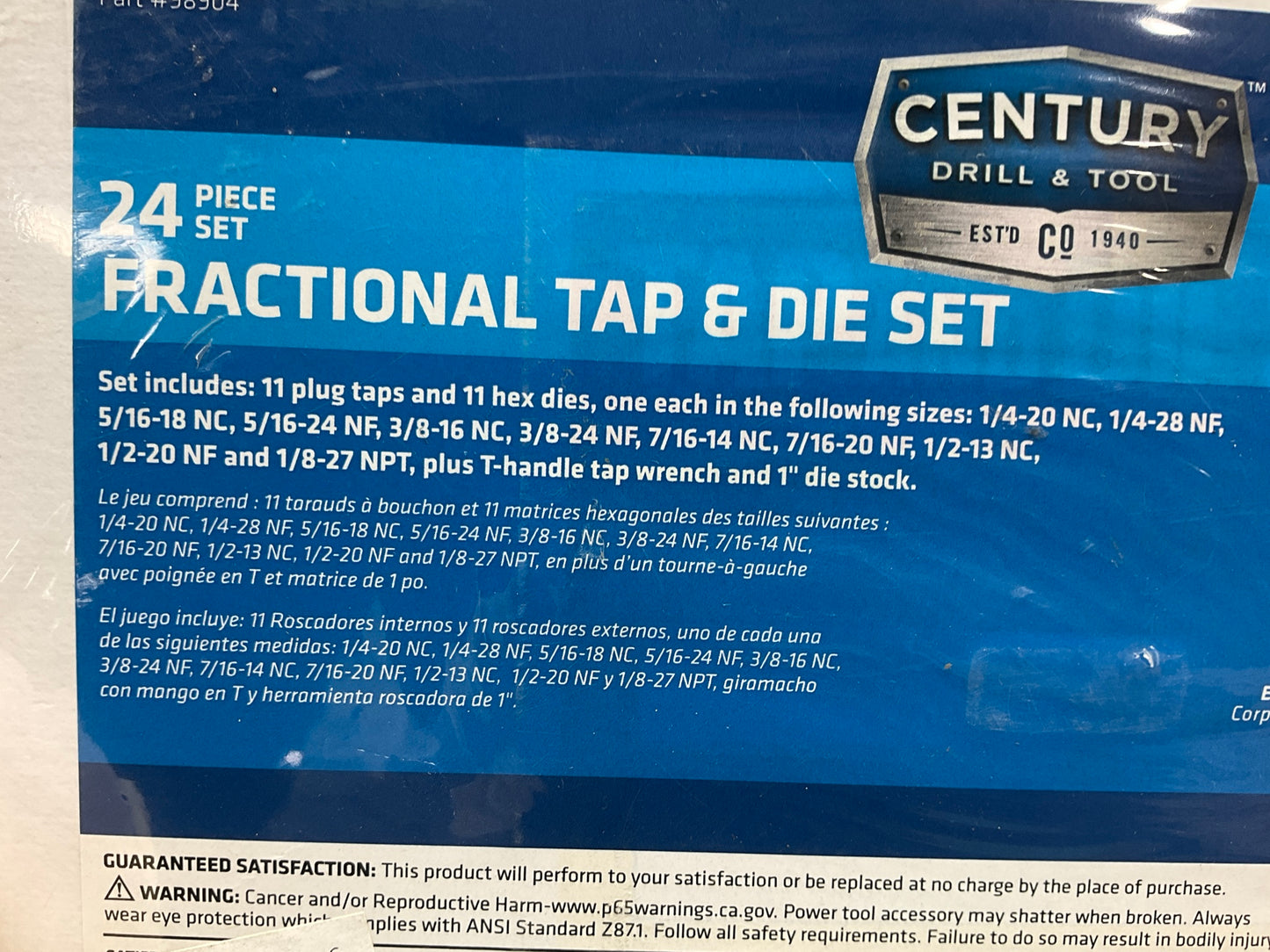 Century 98904 24 Piece Hand Threading Tap & Die Set, SAE Fractional
