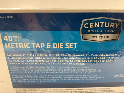 Century 98912 40 Piece Tap And Die Metric Set