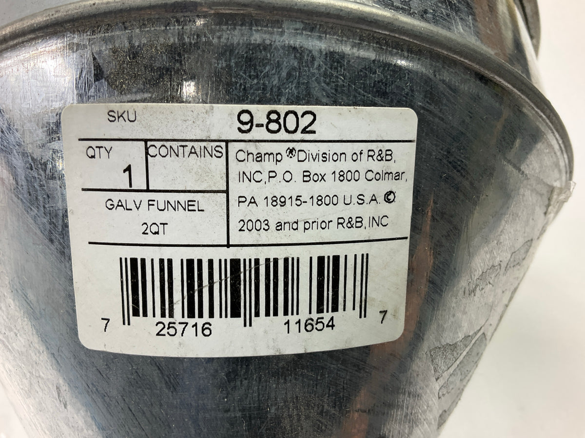 Champ 9-802 - 2 Quarts Heavy-Duty Galvanized Steel Funnel