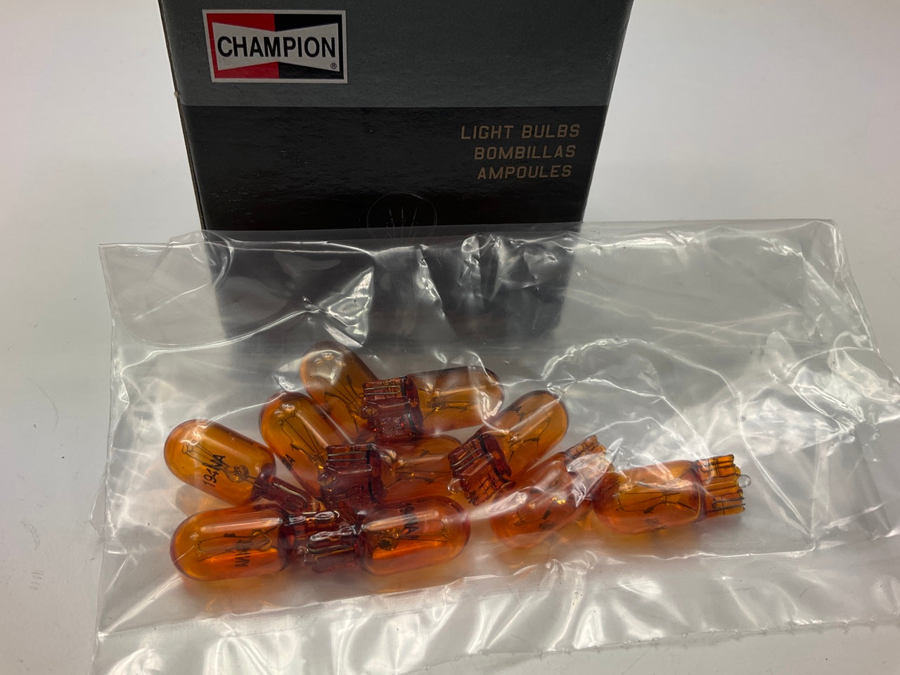 (10) Champion 194NA Minature Light Bulb Amber - Wedge T-3 1/4 14V 3.78 Watt