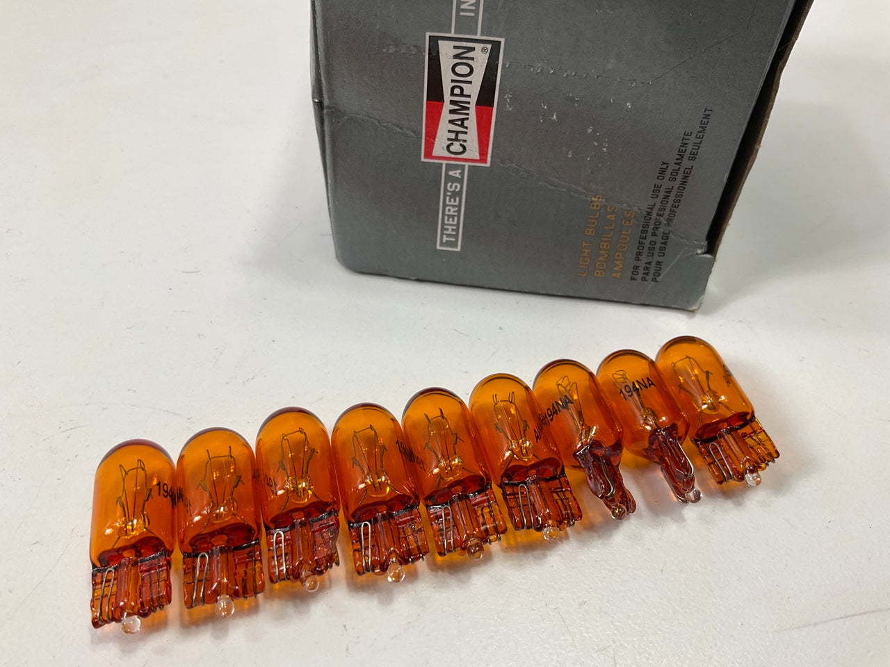 (9) Champion 194NA Multi-Purpose Miniature Light Bulbs, Amber # 194