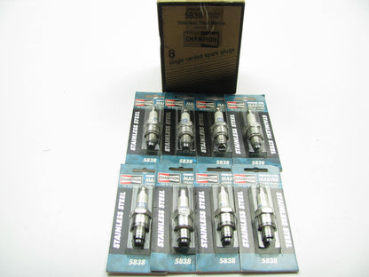 (8) Champion 5838  STAINLESS STEEL Marine Spark Plugs 14mm Thread, 13/16'' Hex